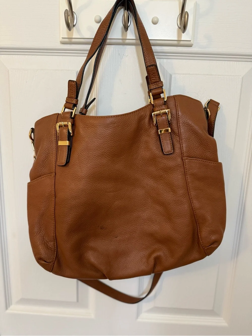 Michael Kors Cognac Pebbled Leather Shoulder Bag